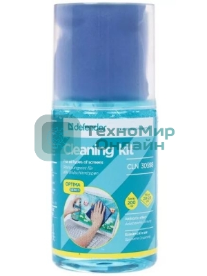 Чистящий спрей Defender для экранов/пластиковый флакон с пульверизатором 200 мл + микрофибра 20 х 20 см/Беларусь