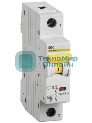Выключатель автоматический однополюсный ВА47-60M 1Р 10А 6кА С MVA31-1-010-C IEK