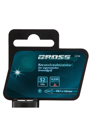 Отвертка Gross 12142 PH1 x 150мм S2, трехкомпонентная ручка