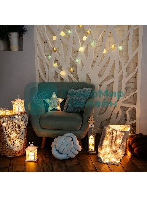 Декоративный фонарь Neon-night со свечкой, белый корпус со снежинкой, размер 12х12х18 см, цвет теплый белый