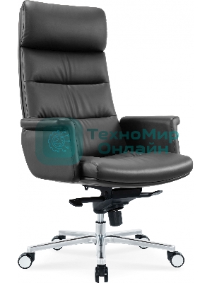 Кресло Cactus CS-LBK-AMSTERDAM черный, кожа, 120 кг, подголовник, механизм качания