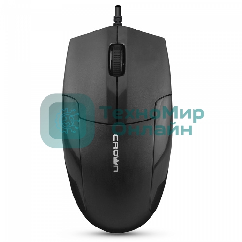 Мышь проводная Crown CMM-047 черный, 1000 dpi, USB, кнопки - 4
