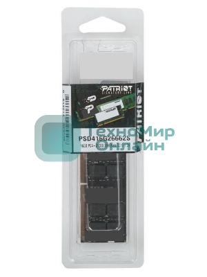 Оперативная память Patriot Signature, DDR4, 16GB (1x16 GB), 2666 MHz, CL19, SO-DIMM
