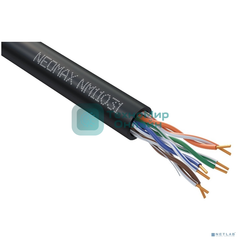 Кабель NEOMAX NM11031 U/UTP cat.5e 4 пары (305 м) 0.48 мм (24 AWG) Медь, внешний, PE, черный