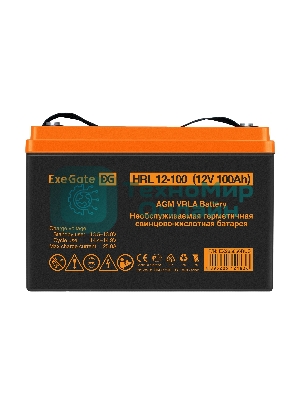 Аккумуляторная батарея ExeGate EX285656RUS HRL 12-100 (12V 100Ah, под болт М6)