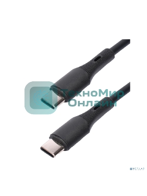 Кабель USB2.0 Cablexpert CC-USB2S-CMCM-1M-BK Type-C/Type-C, 3А, 65Вт, PD/QC3.0, силиконовый, 24 AWG, медь, 1м, черный, пакет
