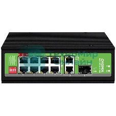 Коммутатор Digma DSP408F-2G1S-300 (L2) 8x100 Мбит/с 2x1 Гбит/с 1SFP 8PoE 8PoE+ 1PoE++ 300W неуправляемый
