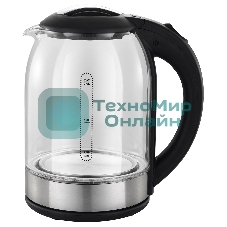 Чайник электрический Starwind SKG2051 1.8 л, 1800 Вт, черный/серебристый (корпус: стекло)