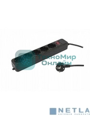 Сетевой фильтр PC Pet AP01006-3-BK 3 м, 5 розеток, черный