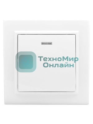 Выключатель 1-кл. СП Минск 10А с индикатором белый Basic EKF ERV10-121-10