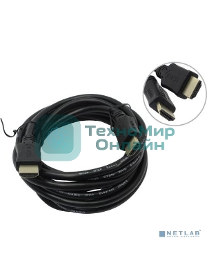Кабель HDMI C-HM-HM-3M Wize, 3 м, v.2.0, 19M/19M, позол.разъемы, экран, черный, пакет