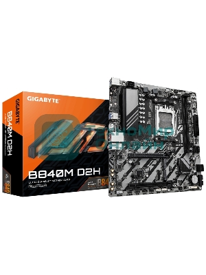 Материнская плата Gigabyte B840M D2H (V1.2), AM5, AMD B840, 2xDDR5, 4xSATA, 2xM.2, 1xPCIe 4.0 x16, 1xPCIe 3.0 x4, 1xHDMI, 1x2.5Gb LAN, 2xUSB-A 5Gbps, 8xUSB-A 2.0, 3x3.5 мм, 7.1, mATX