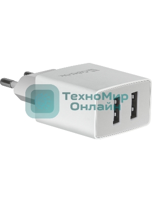 Сетевой адаптер Defender 2xUSB, 2.1А, белый (UPA-22)