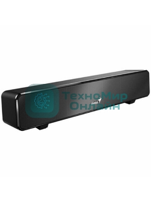 Мини саундбар Genius SoundBar 100. Ультракомпактный. Выходная мощность 6Вт. Тип подключения: USB. Частотная характеристика: 110-20000Гцz. Встроенный регулятор громкости. Аудиовыход 3,5 мм. черный