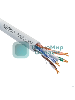 Кабель NEOMAX NM716001 U/UTP cat.6 4x2x0.57, 23 AWG, Медь, внутренний, PVC, 305м, серый; Fluke Tested
