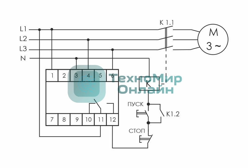 Реле контроля фаз CZF-310 (1 модуль; монтаж на DIN-рейке; 3х400/230+N 8А 1NO/NC IP20) F&F EA04.001.005