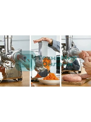 Мясорубка электрическая Bosch MFW67440 черный, 2000 Вт, 3.5 кг/мин, реверс, защита от перегрузки, насадки - 7