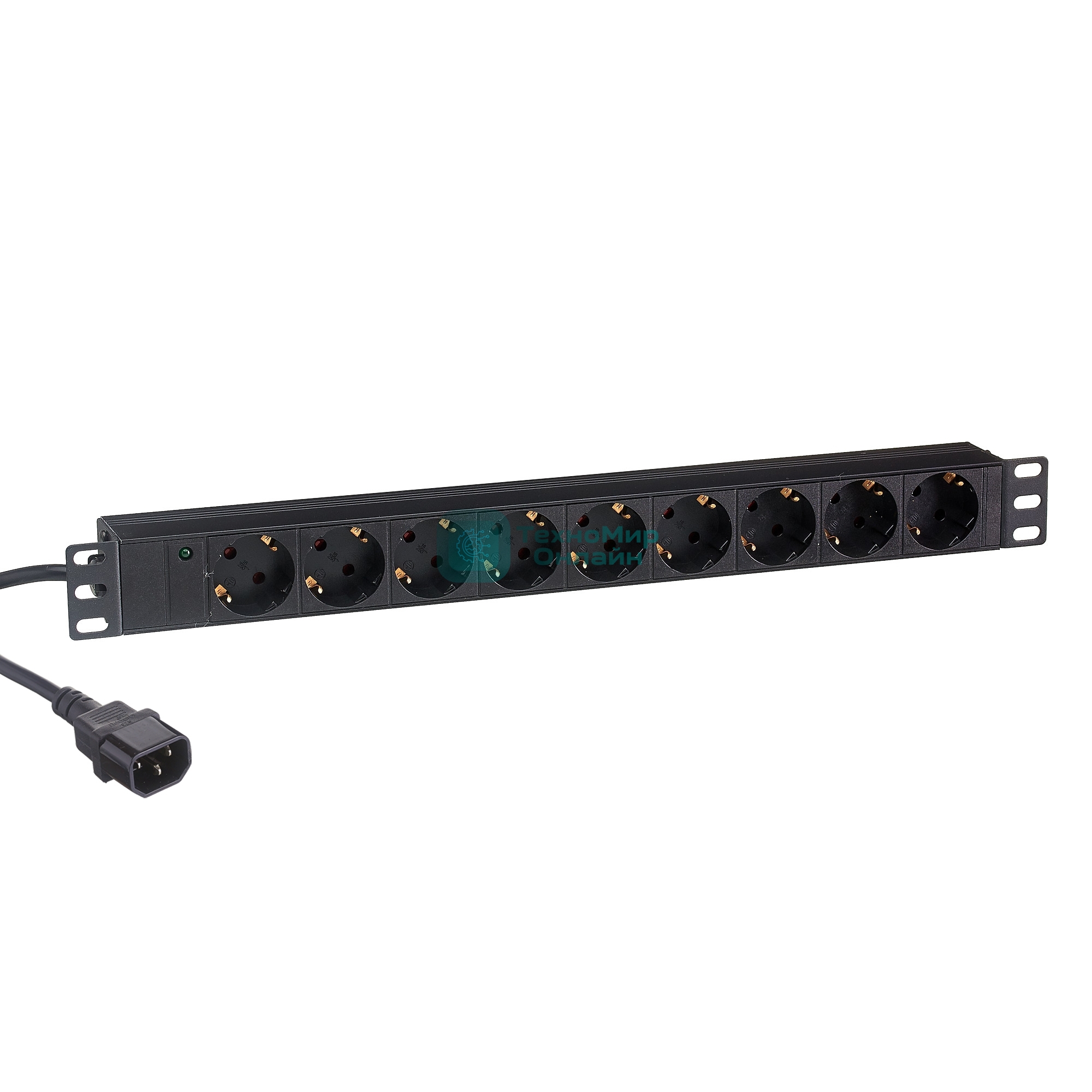 Блок розеток горизонтальный ExeGate ServerPro PDU-19H906 Al-9S-C14-2.5, 19