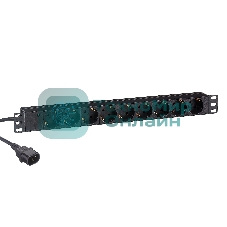 Блок розеток горизонтальный ExeGate ServerPro PDU-19H906 Al-9S-C14-2.5, 19