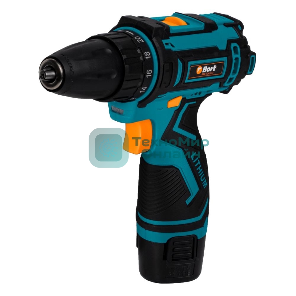Дрель-шуруповерт Bort BAB-12x2Li-F, 12 В, 1,5 Ач, 36 Нм, щеточный