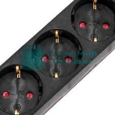 Удлинитель STANDARD 5 гнезд, 3м, 3х1,0мм², с/з, с выключателем, черный REXANT