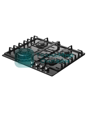 Варочная панель Kuppersberg FG 66 B газ, High-Tech, 59 см, автоматический электроподжиг, газ-контроль, форсунки под сжиженый газ, SABAF конфорки, чугунные решетки, цвет черный, цвет фурнитуры черный