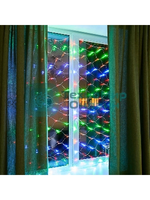 Новогодние светоукрашения Neon-night Гирлянда - сеть 1,8х1,5м, прозрачный ПВХ, 180 LED Мультиколор