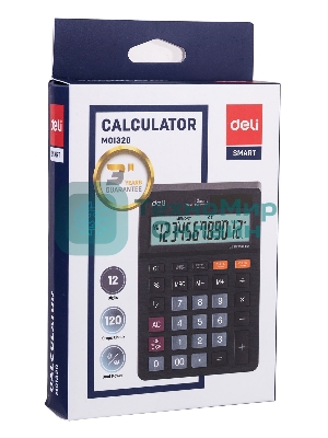 Калькулятор настольный Deli EM01320 черный 12-разр.