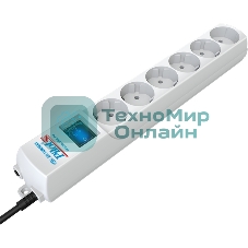 Сетевой фильтр Pilot S 7 м, 6 розеток, белый, коробка