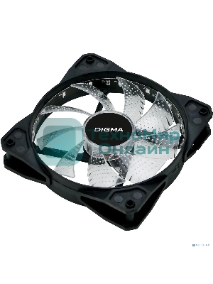 Вентилятор для корпуса Digma DFAN-FRGb2 черный, 120 мм, 1200 об/мин, 23 дБ, 4 pin