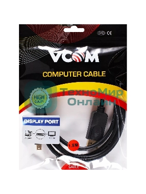 Кабель-переходник Mini DisplayPort M -> DisplayPort M 4K*60 Hz 1,8 м VCOM CG682-1.8M