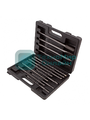 Набор буров Matrix по бетону, 6-8-10х160, 8-10-12х210, 10-12-14х260 мм, зубила 4шт., в боксе