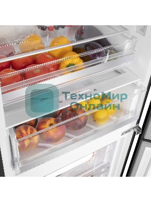 Холодильник Maunfeld MFF200NFB черный двухкамерный инвертор 271/106 л морозилка снизу, No Frost