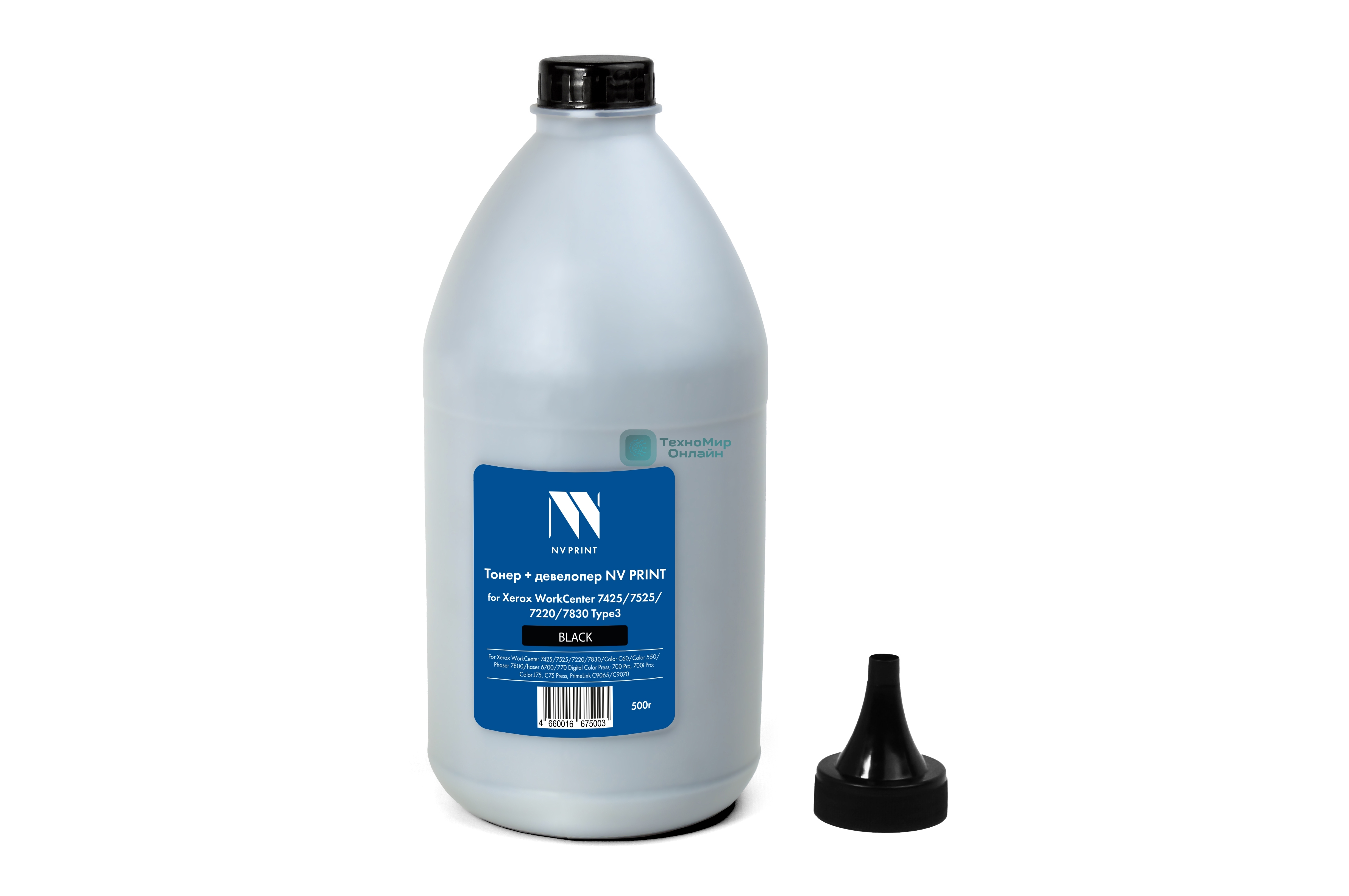 Тонер + девелопер NVPrint для Xerox WorkCenter 7425, 7525, 7220, 7830 Type3 (500г) черный. WC 7425, 7428, 7435; WC 7220, 7225; WC 7525, 7530, 7535, 7545, 7556, 7830, 7835, 7845, 7855, 7970; Color C60, С70; Color 550, 560, 570; Phaser 7800; Phaser 6700; 700, 700i, 770 Digital Color Press; 700 Pro, 700i Pro; Color J75, C75 Press, PrimeLink C9065/C9070 совместимый