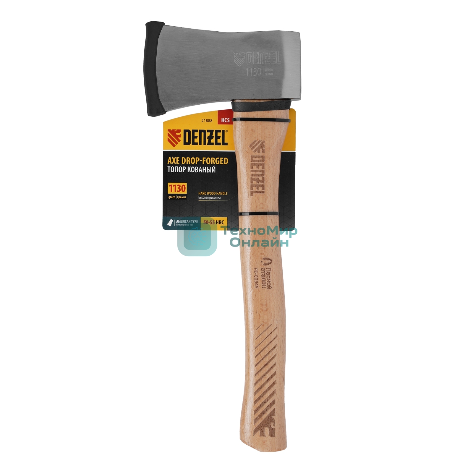 Топор кованый Denzel 1130 г, американский тип, буковая рукоятка, 430 мм, EFP