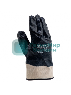 Перчатки трикотажные Сибртех с обливом из бутадиен-нитрильного каучука, крага, L