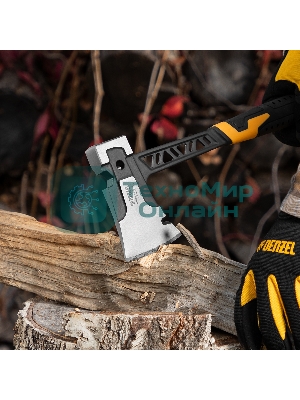 Топор цельнокованый Denzel 600 г, двухкомпонентная обрезиненная рукоятка