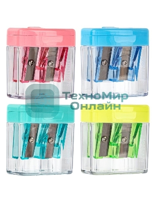 Точилка для карандашей ручная Deli E0576, 2 отверстия, пластик, ассорти