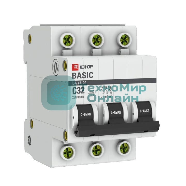 Выключатель автоматический EKF mcb4729-3-32C 3P 32А (C) 4,5кА ВА 47-29 Basic