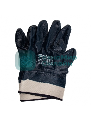 Перчатки трикотажные Сибртех с обливом из бутадиен-нитрильного каучука, крага, L