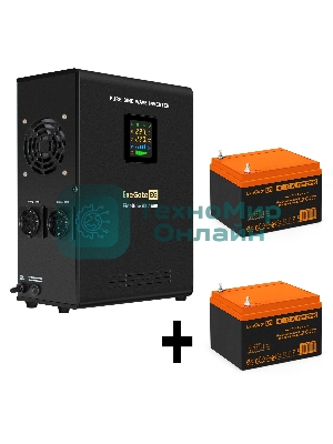 Комплект Источник бесперебойного питания EX295998RUS + батарея 26Aч EX285663RUS 2шт (инвертор, синус, для котла, настенный) ExeGate FineSine SX-1500.LCD.AVR.2SH <1500VA/1050W, чистая синусоида, цветной LCD-дисплей, AVR, 2*Schuko, линейно-интерактивный, крепление настенное/универсальное, черный> + батарея ExeGate HRL 12-26 (12В, 26А·ч) 2шт