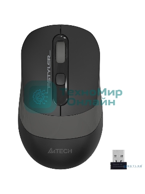 Мышь беспроводная A4Tech Fstyler FG10S черный/серый, 2000 dpi, радиоканал, USB, кнопки - 4