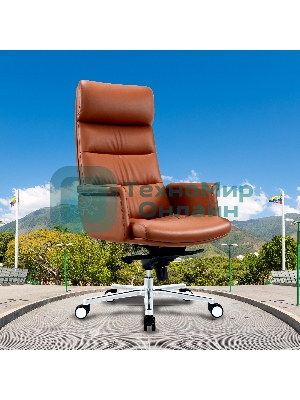 Кресло руководителя Cactus CS-LBR-CARACAS кожа крестов. алюминий