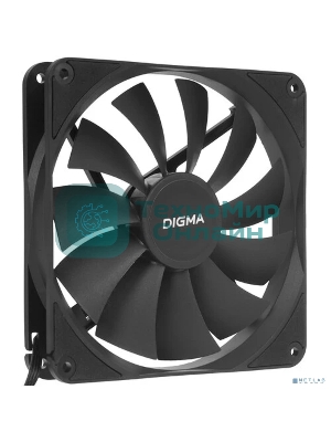 Вентилятор для корпуса Digma DFAN140PWM-1BK черный, 140 мм, 1500 об/мин, 28 дБ, 4 pin