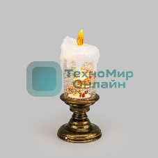 Декоративный светильник Neon-night Свеча с Дедом Морозом с эффектом снегопада и подсветкой, 10,5х10,5х25 см, питание 4хААА (не в комплекте) и USB