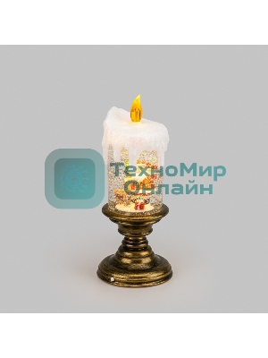 Декоративный светильник Neon-night Свеча с Дедом Морозом с эффектом снегопада и подсветкой, 10,5х10,5х25 см, питание 4хААА (не в комплекте) и USB