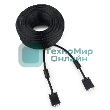 Кабель Gembird/Cablexpert VGA Premium, 15M/15M, 30м, черный, тройной экран, феррит.кольца