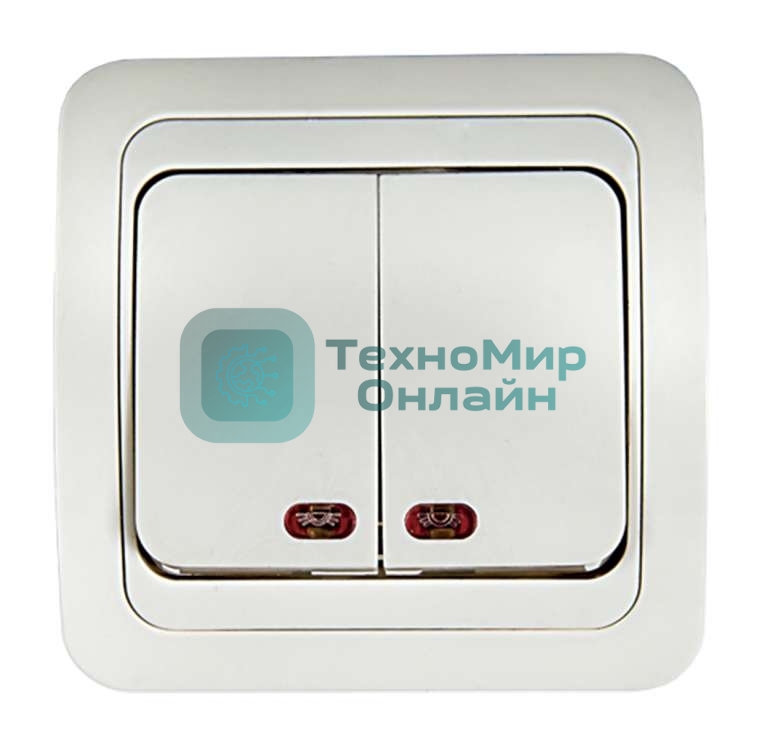Выключатель 2-кл. CLASSICO с подсвет. 2123 белый ASD/IN HOME 4680005959877