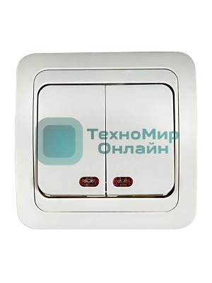 Выключатель 2-кл. CLASSICO с подсвет. 2123 белый ASD/IN HOME 4680005959877
