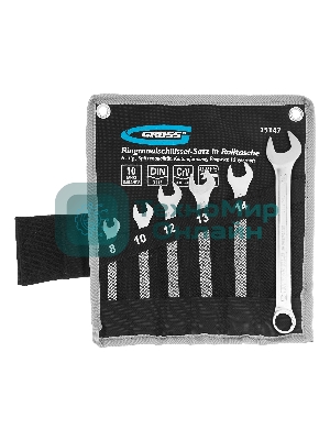 Набор ключей комбинированных Gross 8-17 мм, 6 шт., CrV, холодный штамп